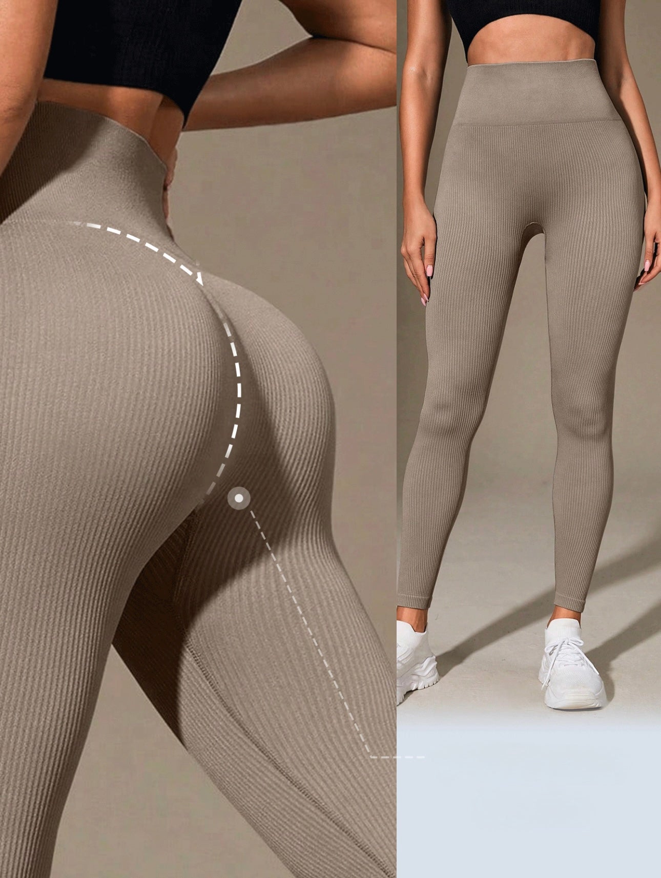 Leggins en rib/ color beige