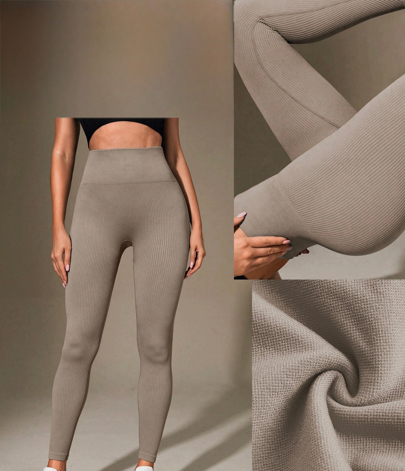 Leggins en rib/ color beige