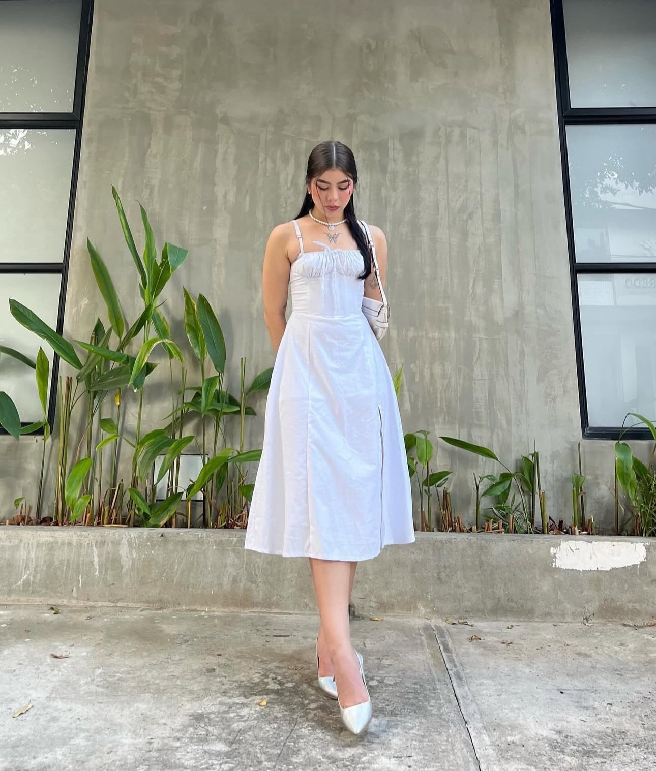 Vestido con fruncido en el busto, varillas y tipo corset
