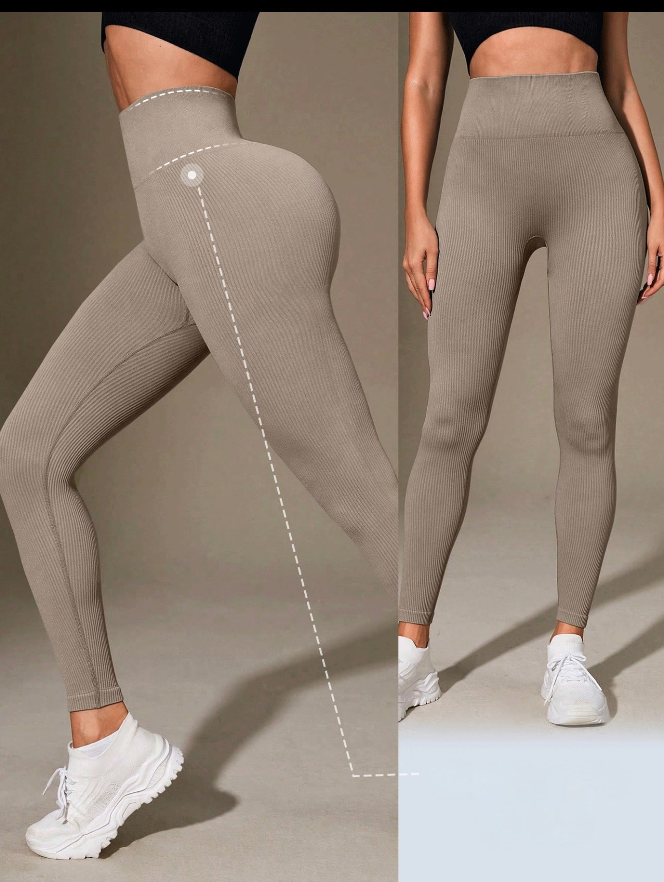 Leggins en rib/ color beige