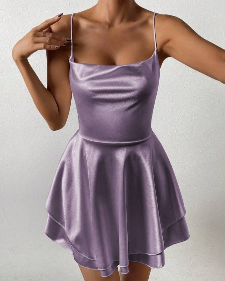 Vestido satinado stresh lila