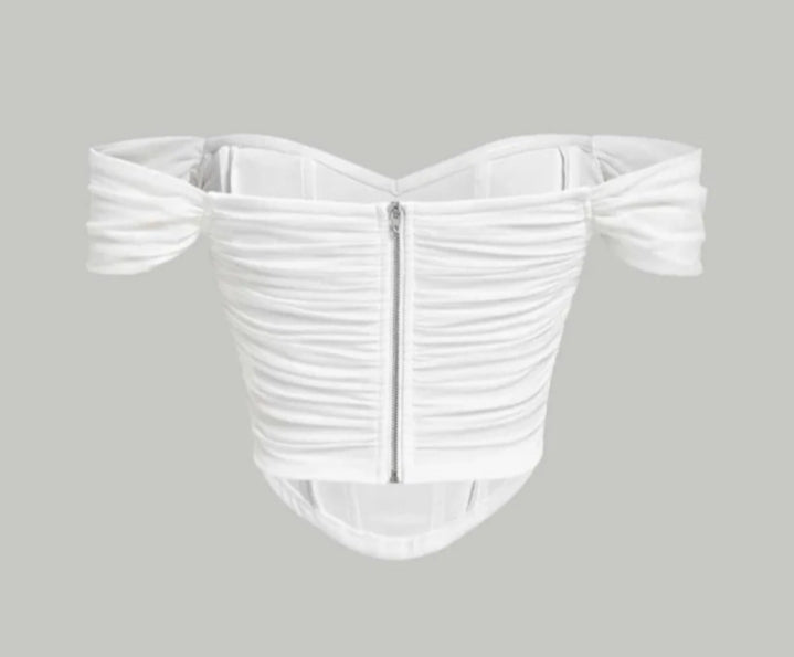 Corset en mesh cuello bandeja / blanco