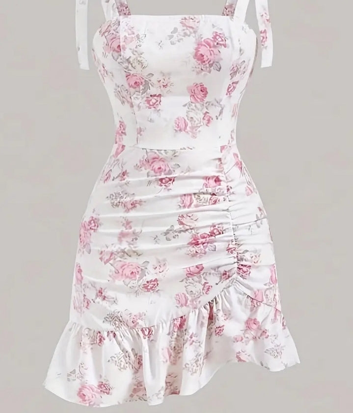 Vestido floral corto con bolero