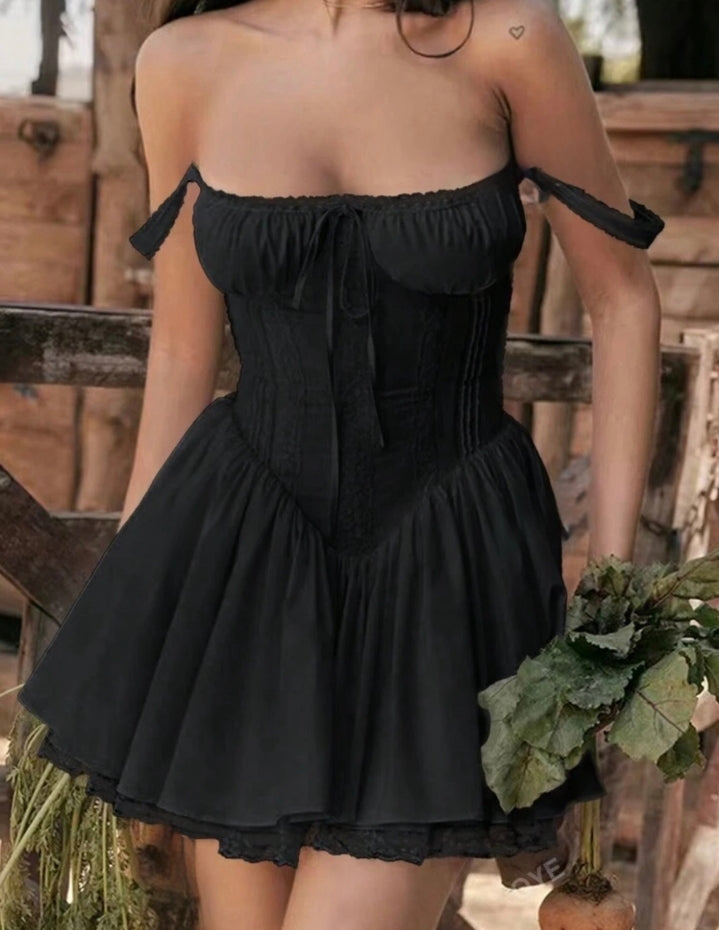 Vestido victoria con corset - Negro