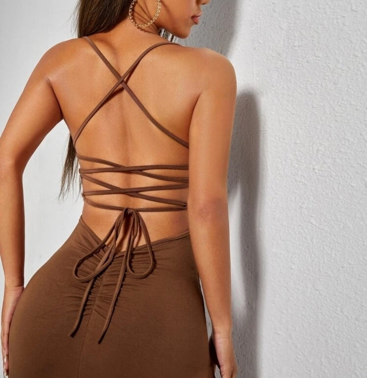 Vestido corset café