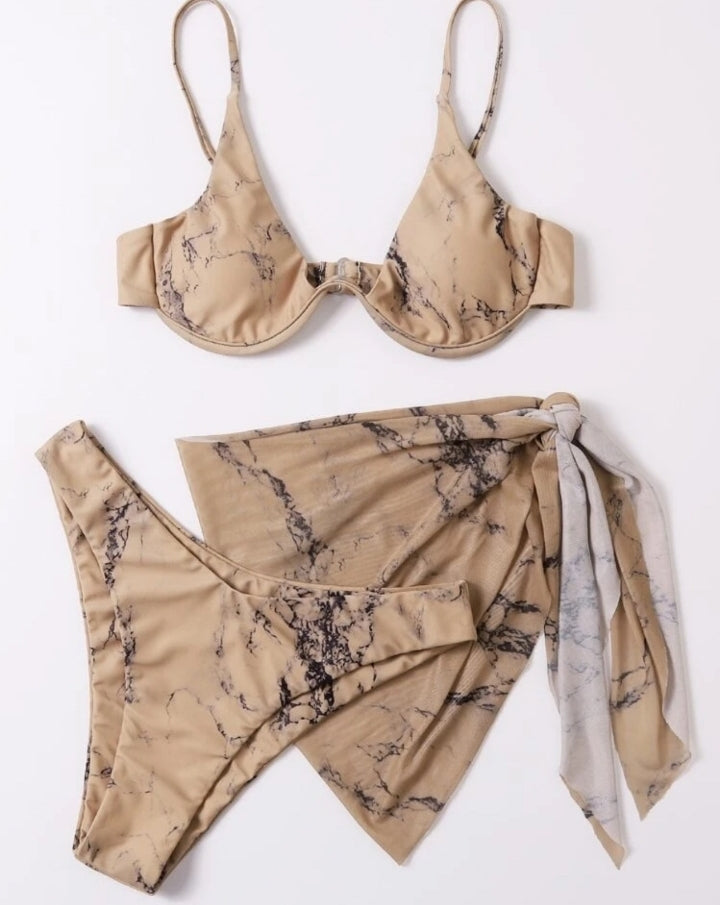 Bikini, set 3 piezas café