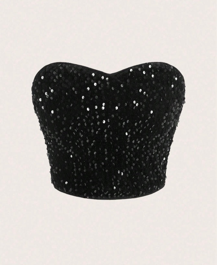 Crop top tubo con lentejuelas