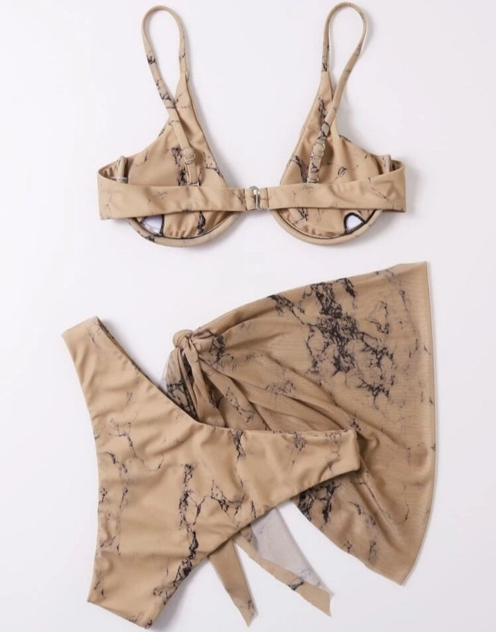 Bikini, set 3 piezas café