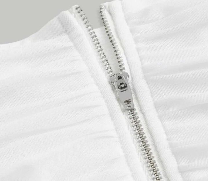 Corset en mesh cuello bandeja / blanco
