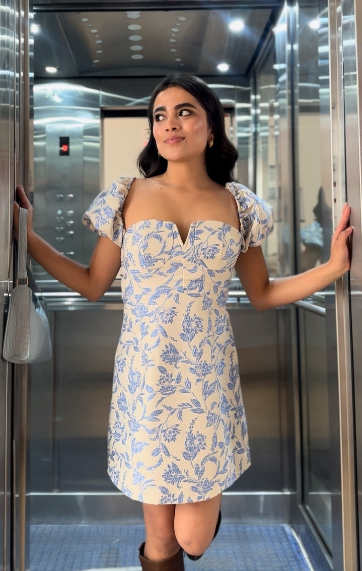 Vestido con estampado floral manga farol