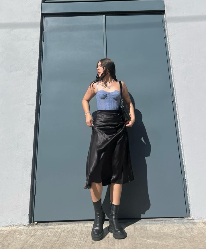 Falda en satin larga