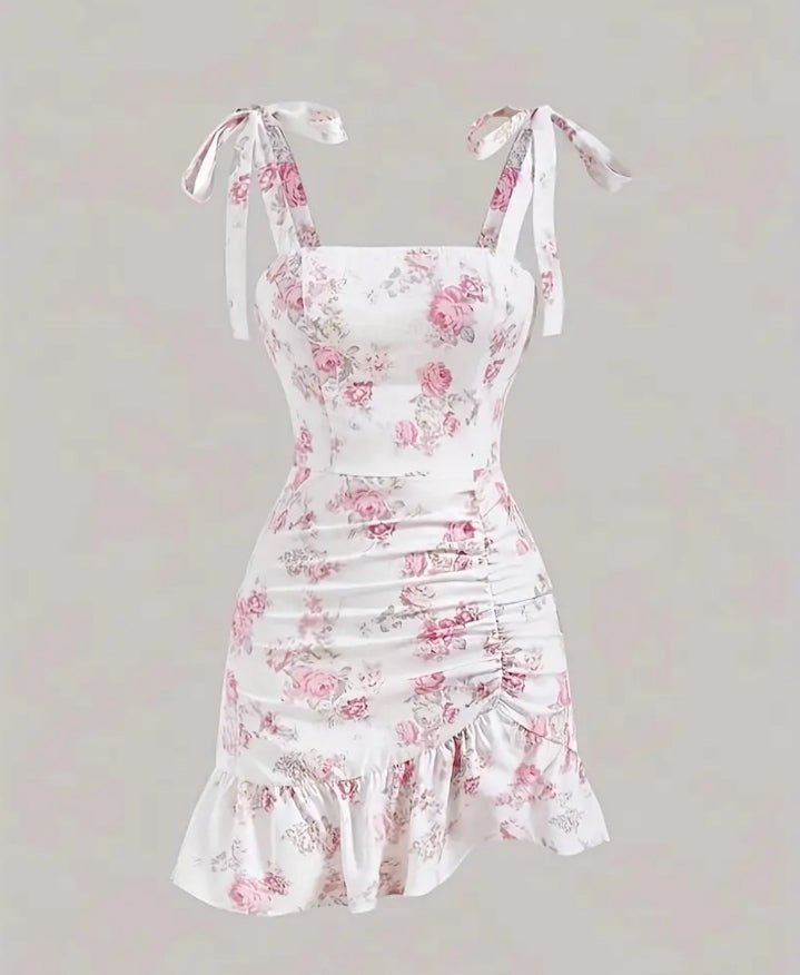 Vestido floral corto con bolero