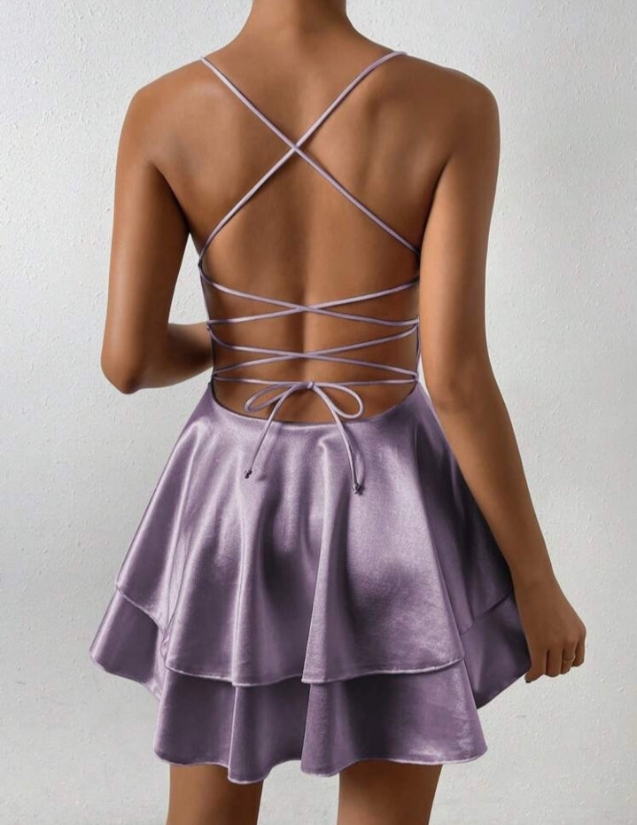 Vestido satinado stresh lila