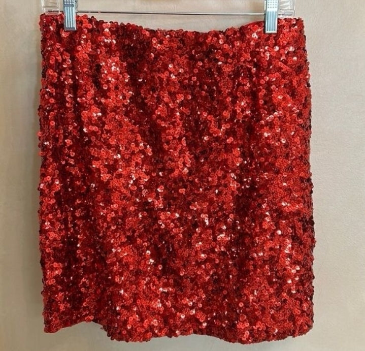 Falda en lentejuelas color rojo