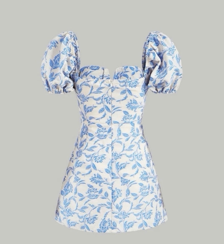 Vestido con estampado floral manga farol