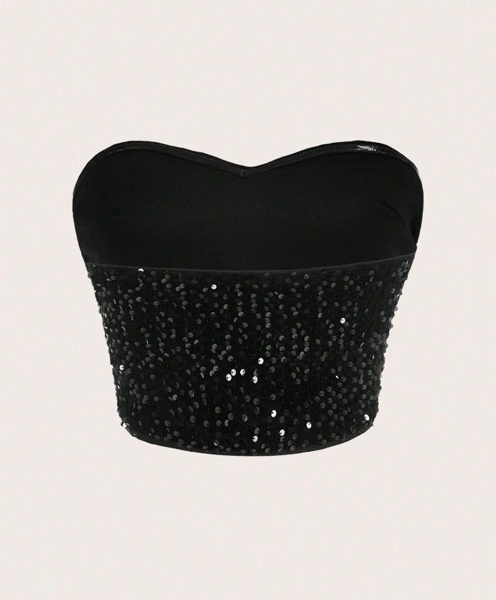 Crop top tubo con lentejuelas