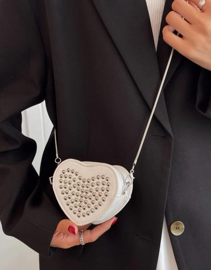 Bolso de corazón mini con taches
