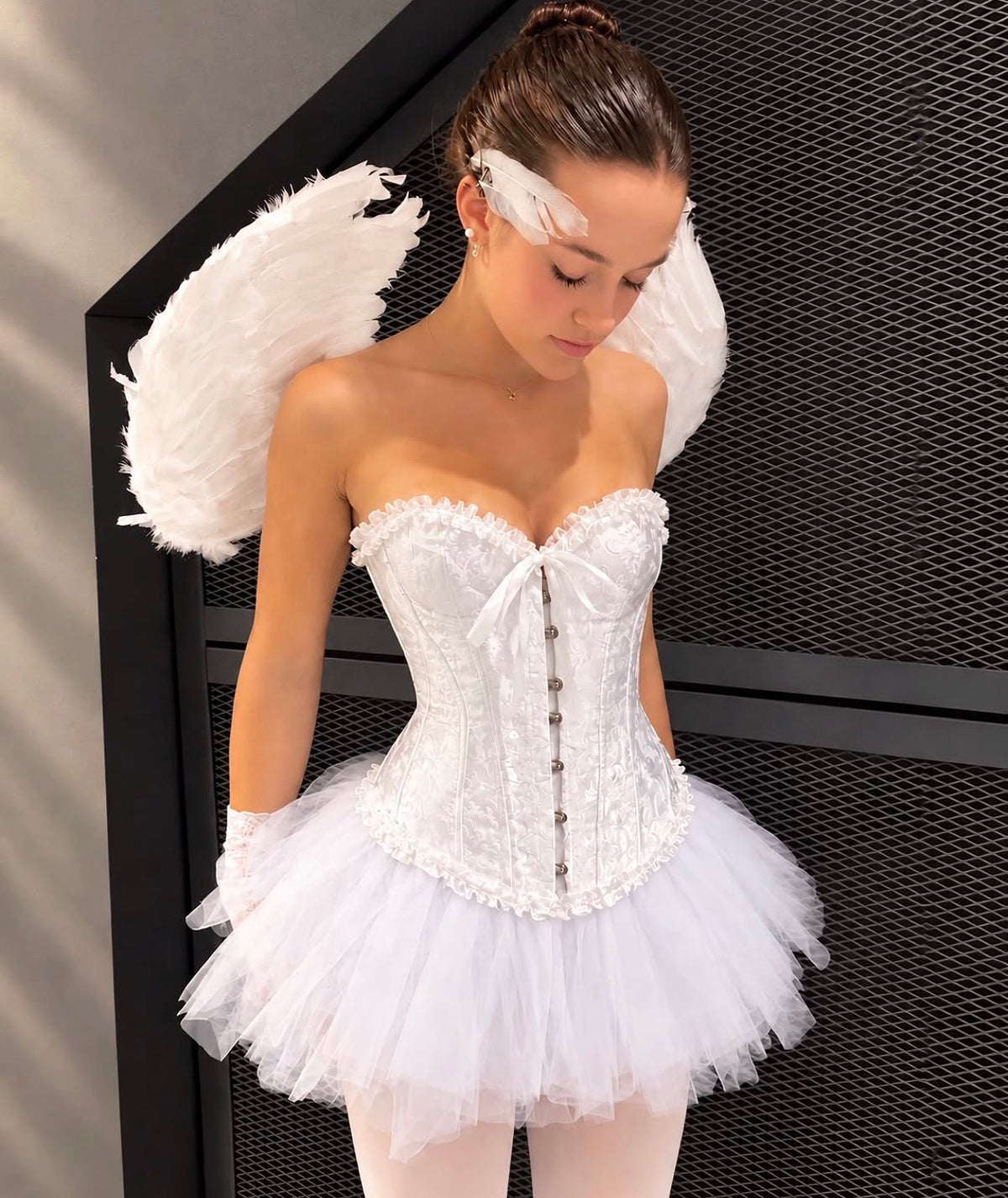 Corset blanco para el disfraz de novia, ángel, ratatouille