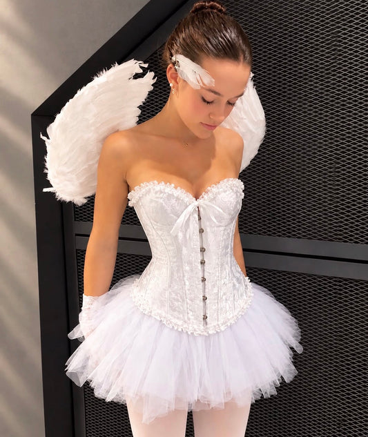 Corset blanco para el disfraz de novia, ángel, ratatouille