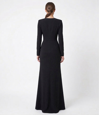 Vestido Amelia - cuello V manga larga