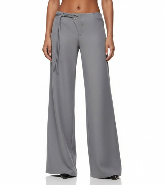 Pantalón gris tiro bajo