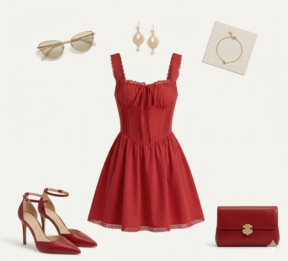 Vestido victoria con corset - Rojo