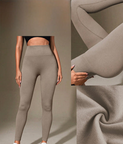 Leggins en rib/ color beige
