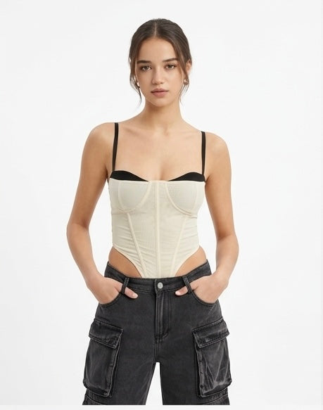 Corset beige con negro