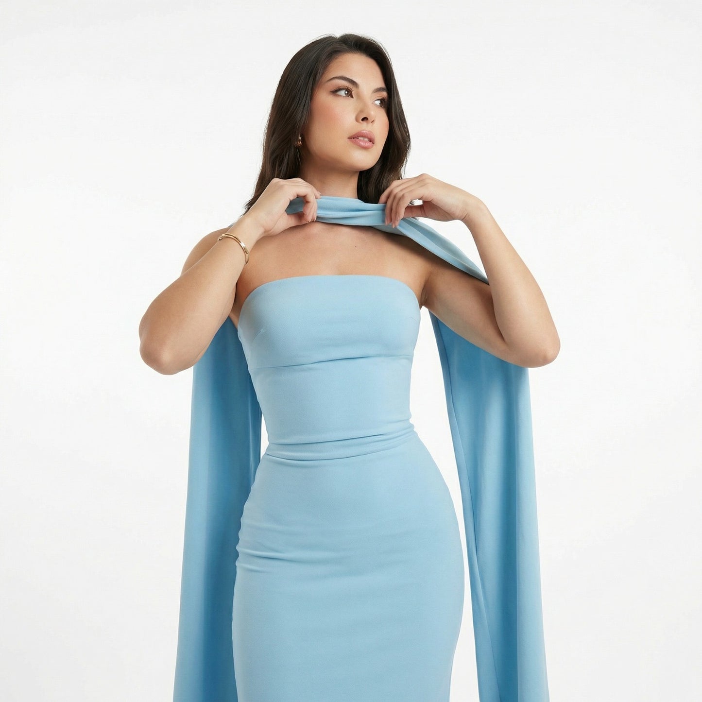 Vestido celeste con corset