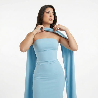 Vestido celeste con corset