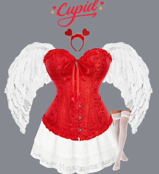 Corset rojo, disfraz cupido / reina roja / reina de corazones