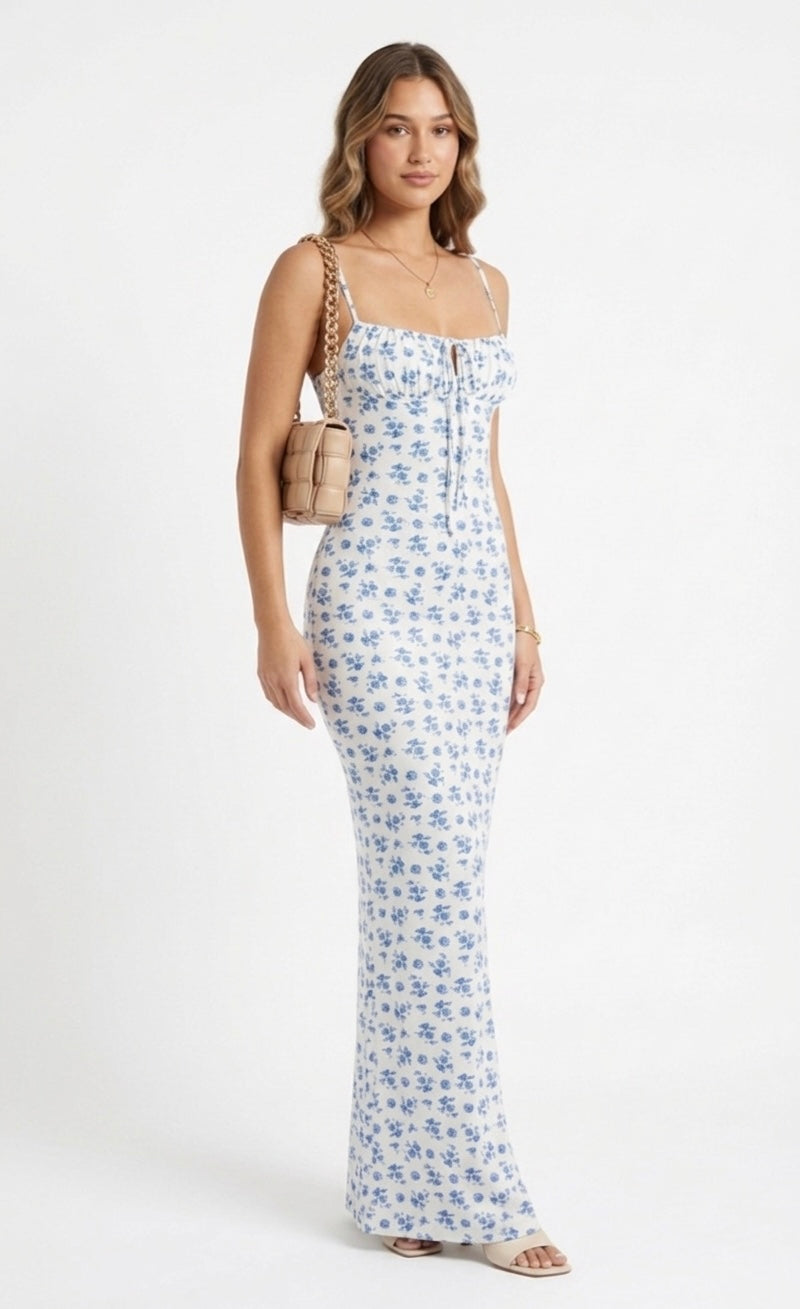 Vestido largo con estampado floral