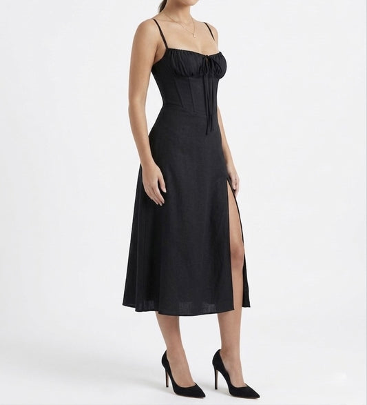 Vestido Venecia negro- espalda tipo corset