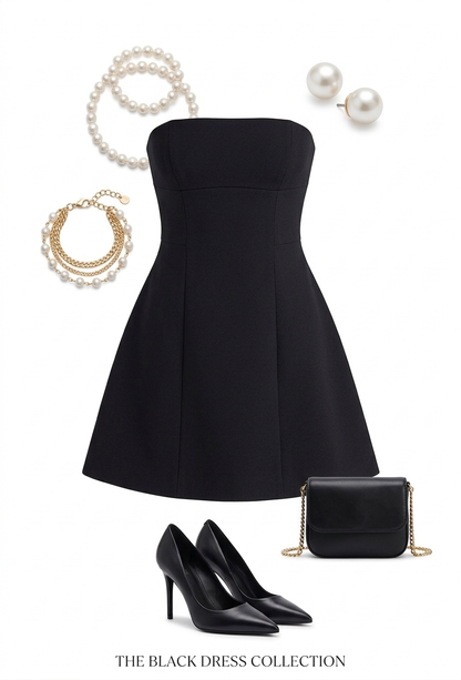 Vestido straple corte A negro