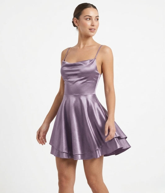Vestido satinado stresh lila