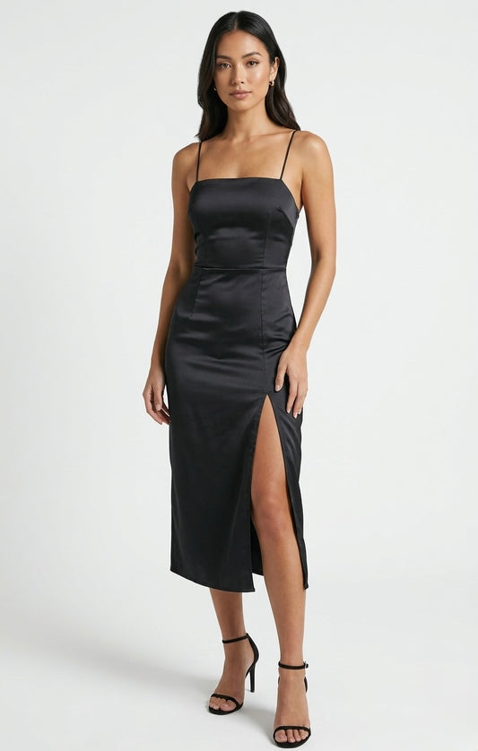 Vestido con abertura y escote cruzado