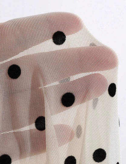Top en mesh, polka dols