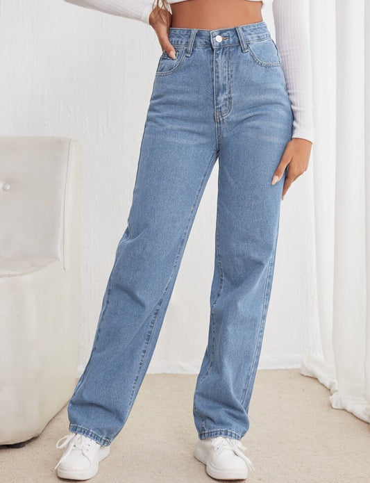 Jean tiro alto,  bota recta