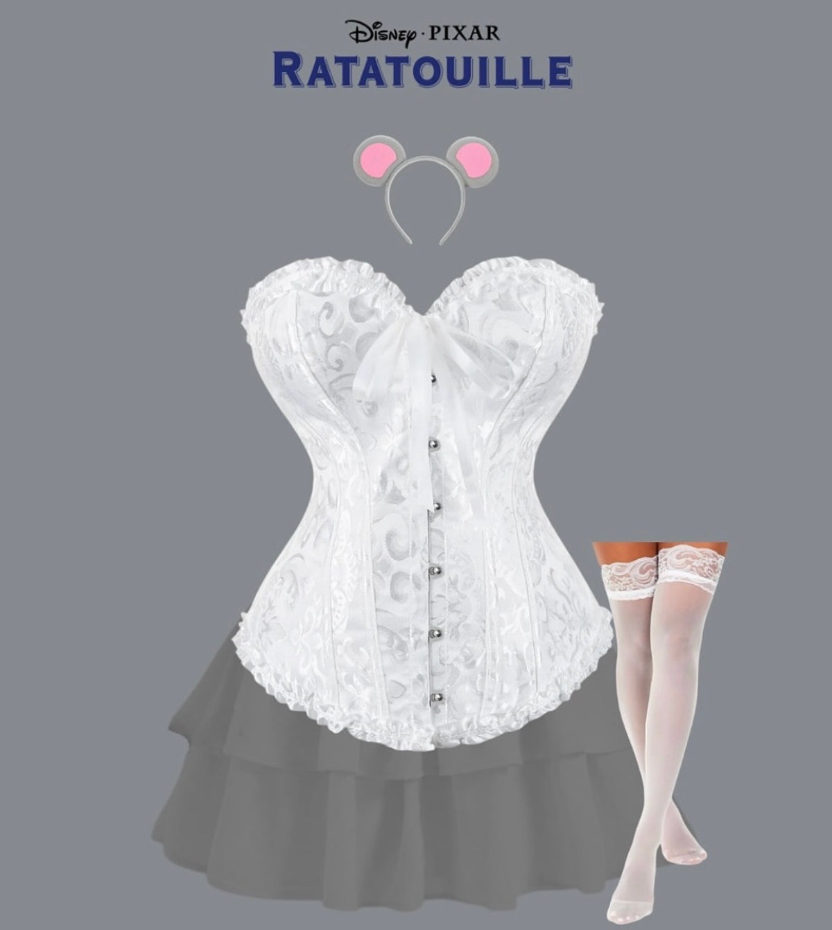 Corset blanco para el disfraz de novia, ángel, ratatouille