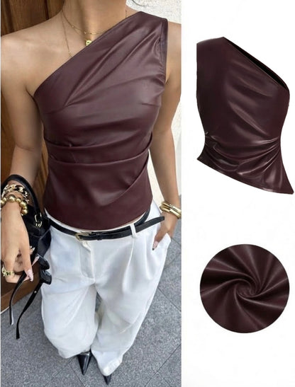 Blusa asimétrica en cuerina