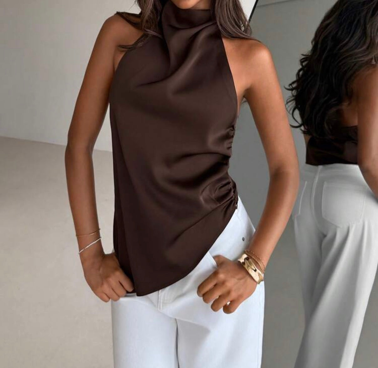 Blusa en satin halter