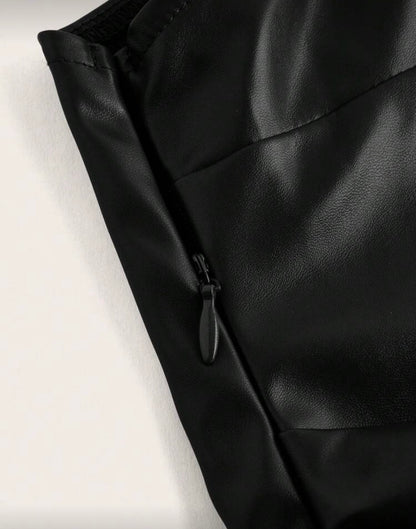 Blusa Asimétrica en cuerina/ negro