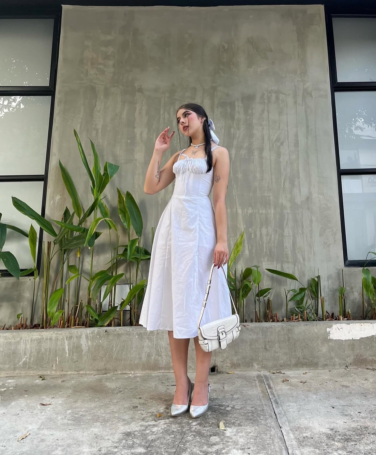 Vestido con fruncido en el busto, varillas y tipo corset