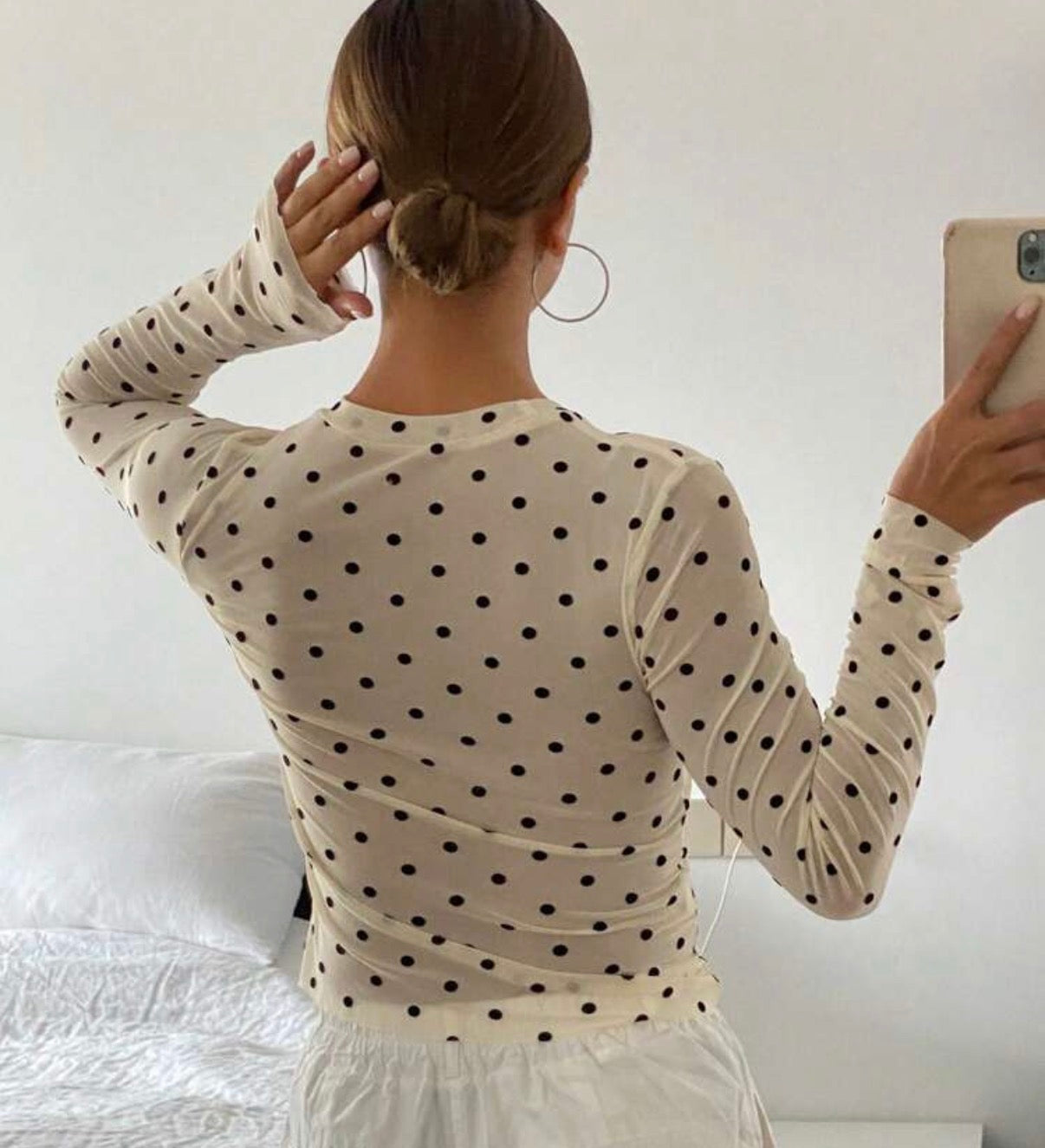 Top en mesh, polka dols
