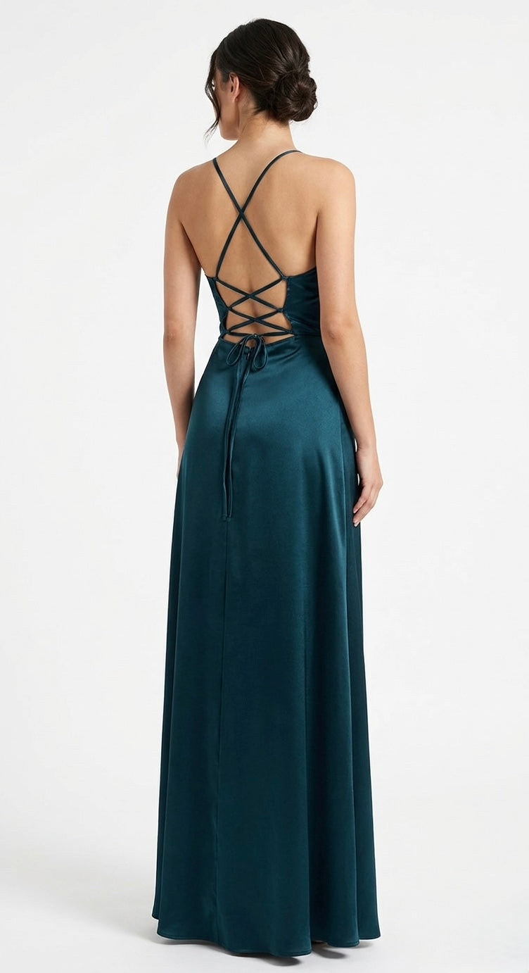Vestido Aria azul petroleo