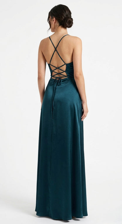 Vestido Aria azul petroleo