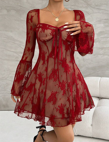 Vestido en corte A de encaje