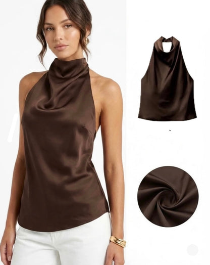 Blusa en satin halter