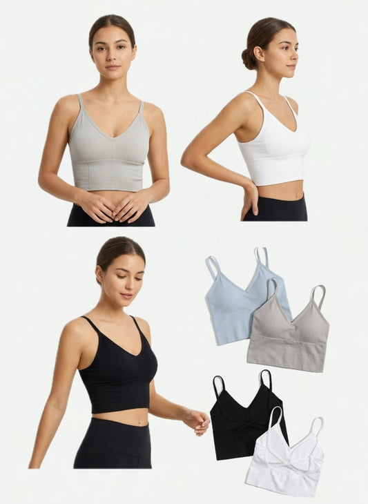 Crop top en rib gama alta con copas