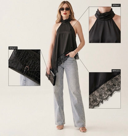 Blusa Gaia / satén - encaje